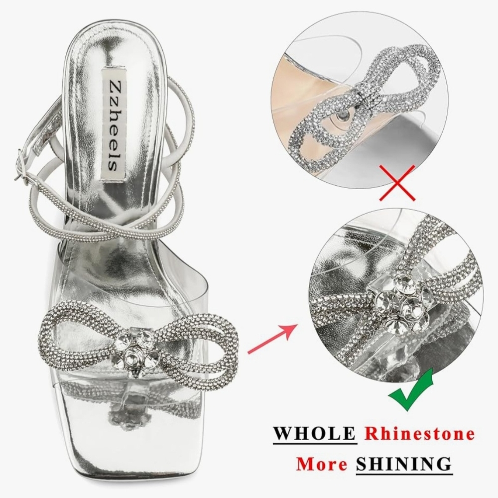 Zzheels Silver Strappy Sandals Size 7.5 - Picture 3 of 9